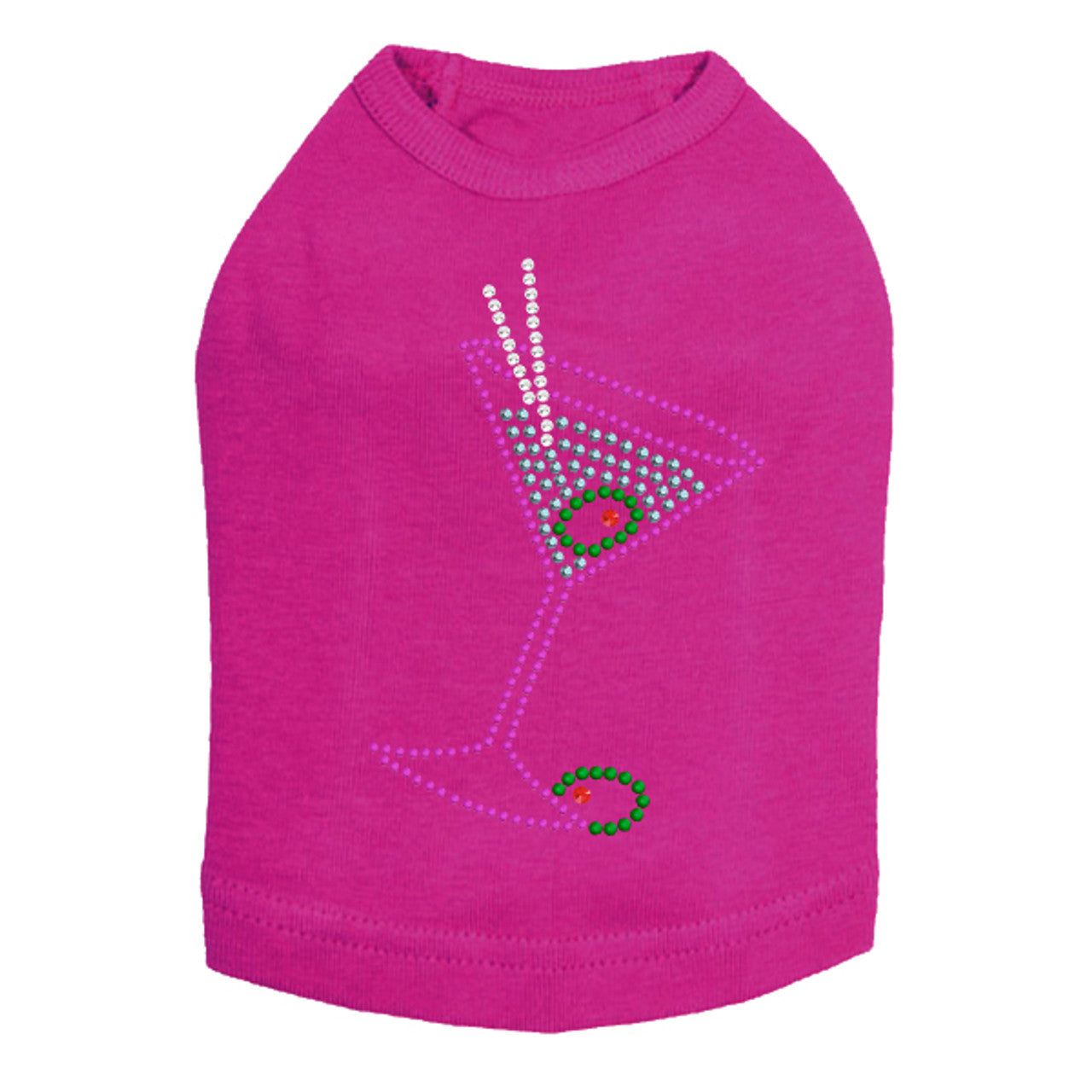 Martini - Fuchsia with Blue Rhinestones - Dog Tank