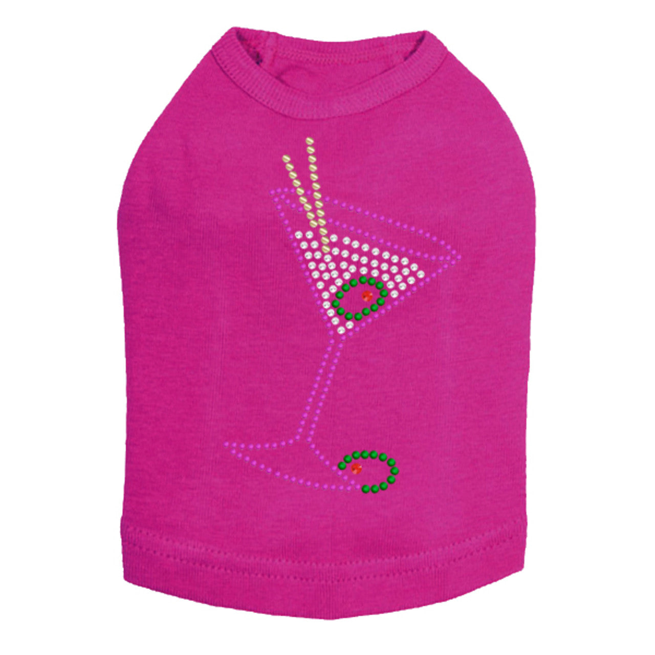 Martini - Fuchsia with Clear Rhinestones - Dog Tank