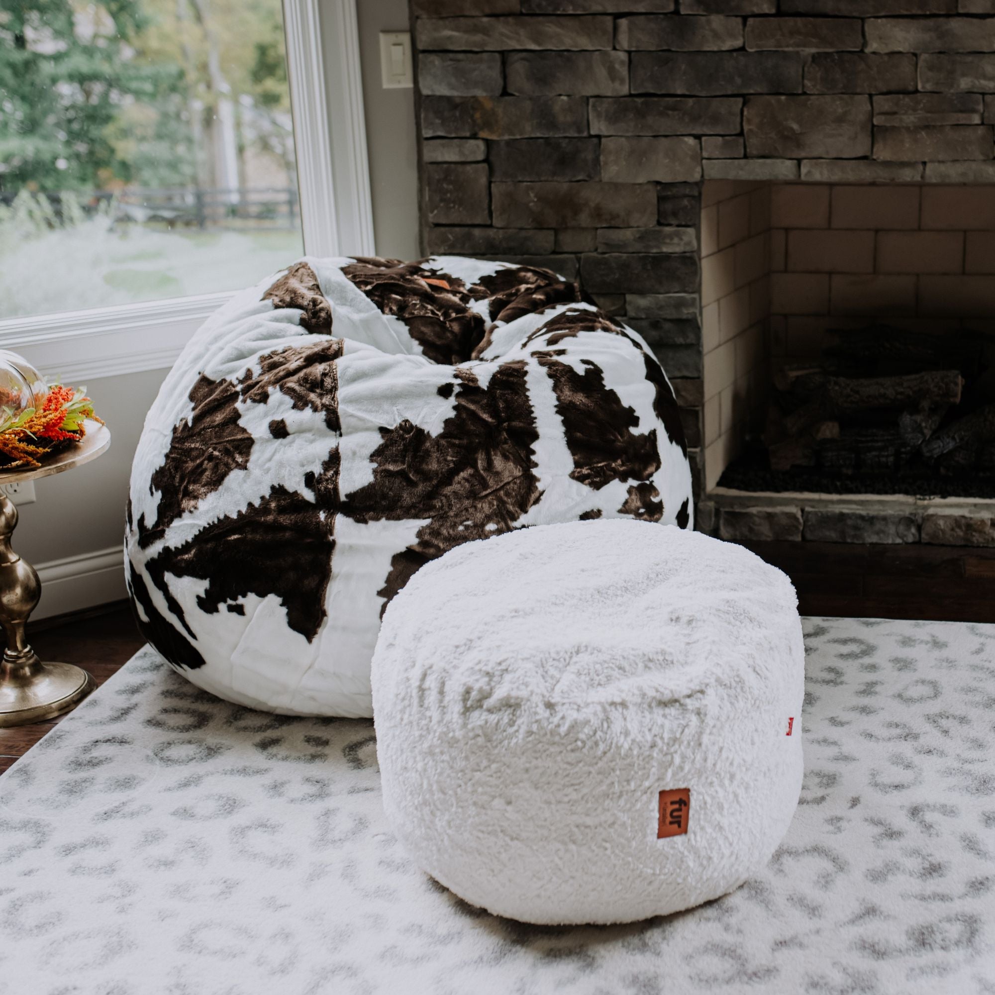 CordaRoy's Faux Fur Pouf Footstool Ottoman