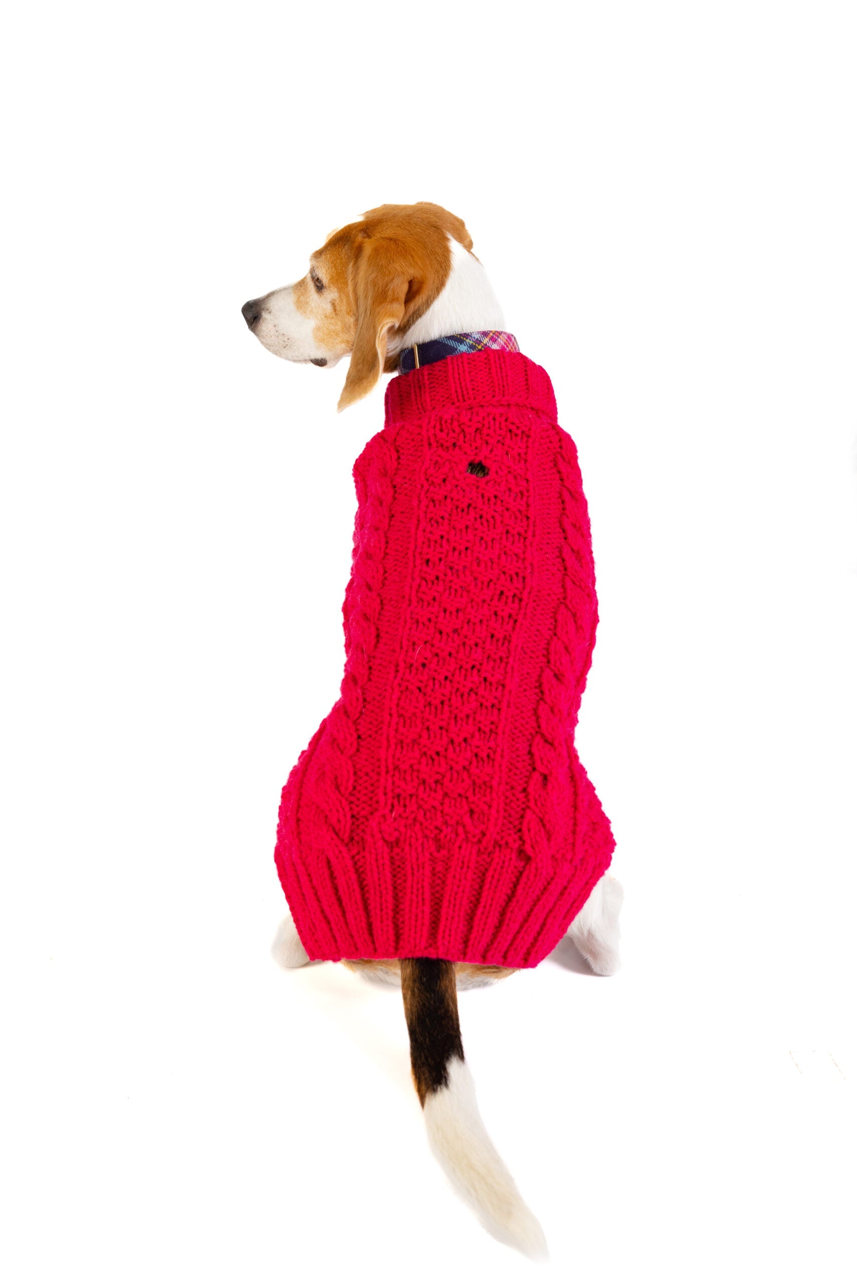 Hot Pink Alpaca Cable Knit Dog Sweater