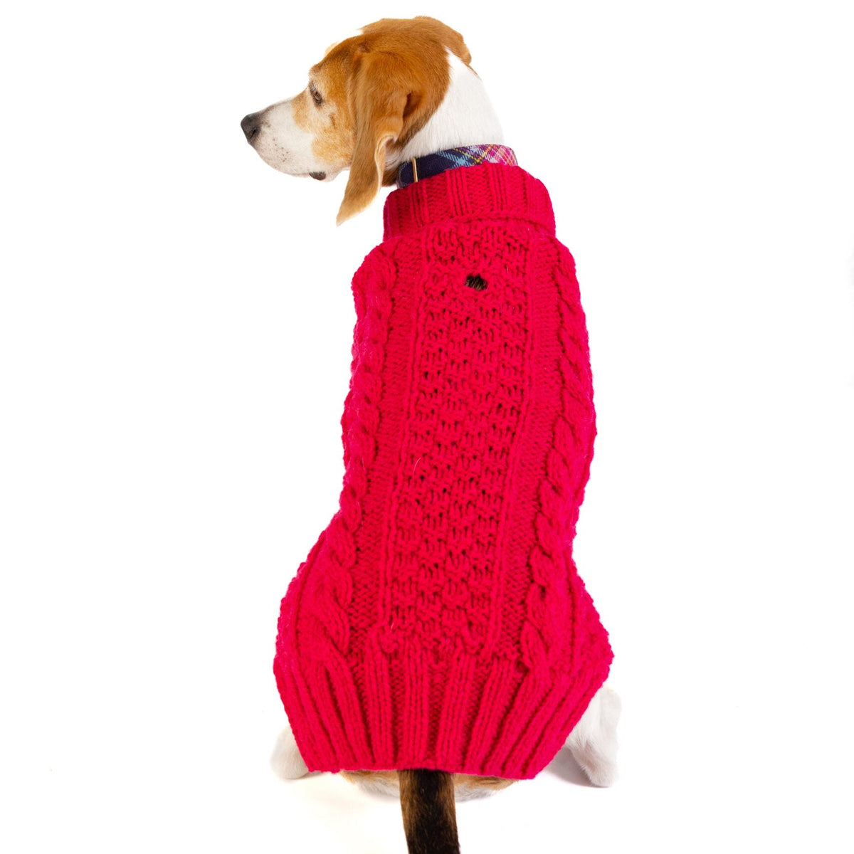 Chilly Dog Hot Pink Alpaca Cable Knit Dog Sweater