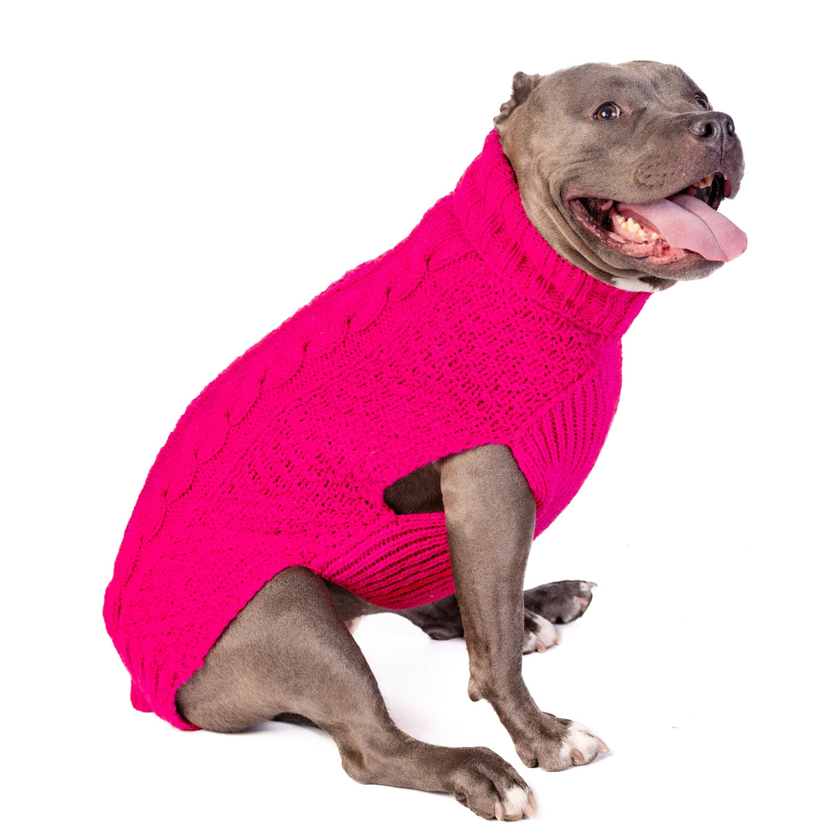 Chilly Dog Hot Pink Alpaca Cable Knit Dog Sweater