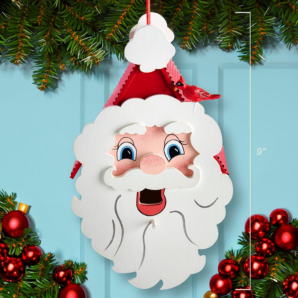 Kurt Adler 9-Inch Wooden Santa Head Birdhouse Ornament