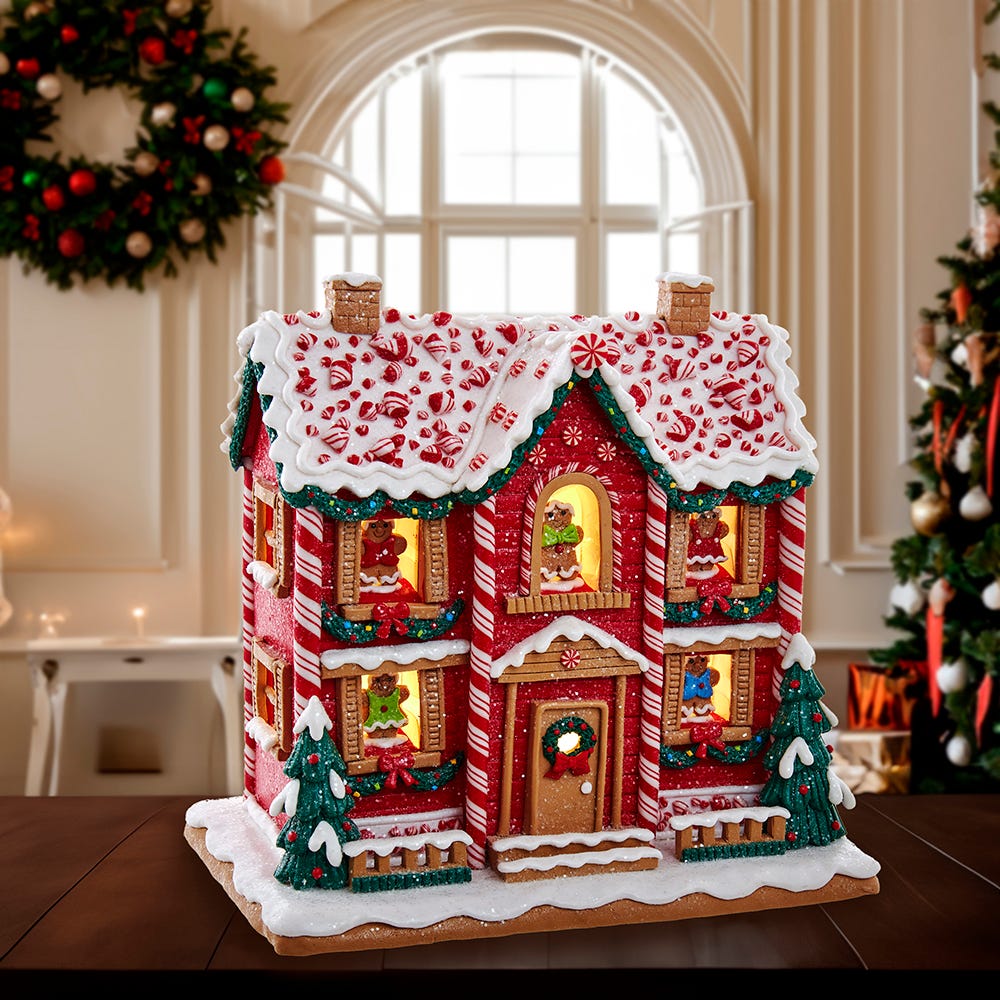 Kurt Adler 9.5-Inch Battery-Operated Gingerbread LED House with Music Box