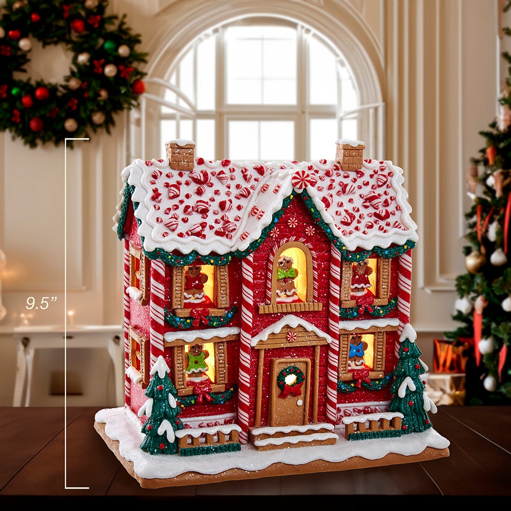 Kurt Adler 9.5-Inch Battery-Operated Gingerbread LED House with Music Box