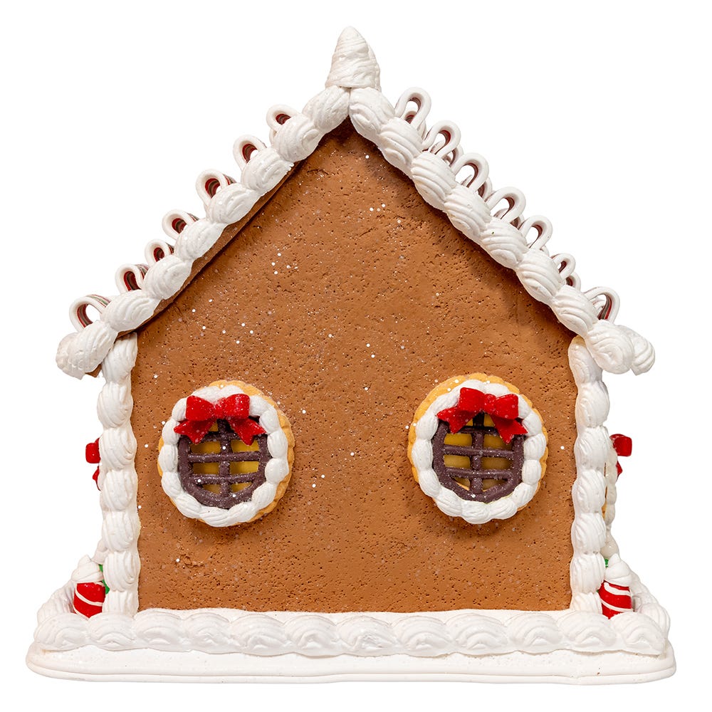 Kurt Adler 9 Inch Battery Operated Gingerbread House With Santa and Ribbon Candy Roof