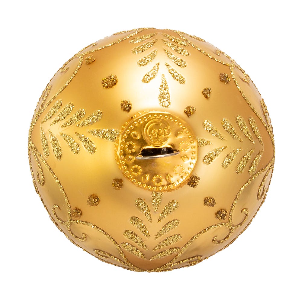Kurt Adler 60MM Gold With Pattern Glass Ornaments, 12-Piece Box