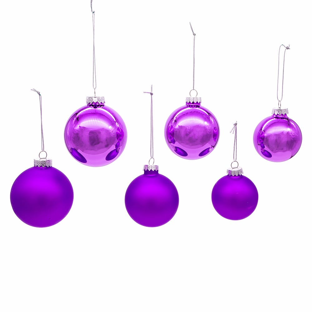 Kurt Adler 60-80MM Shiny and Matte Purple Balls, 20 Piece Set