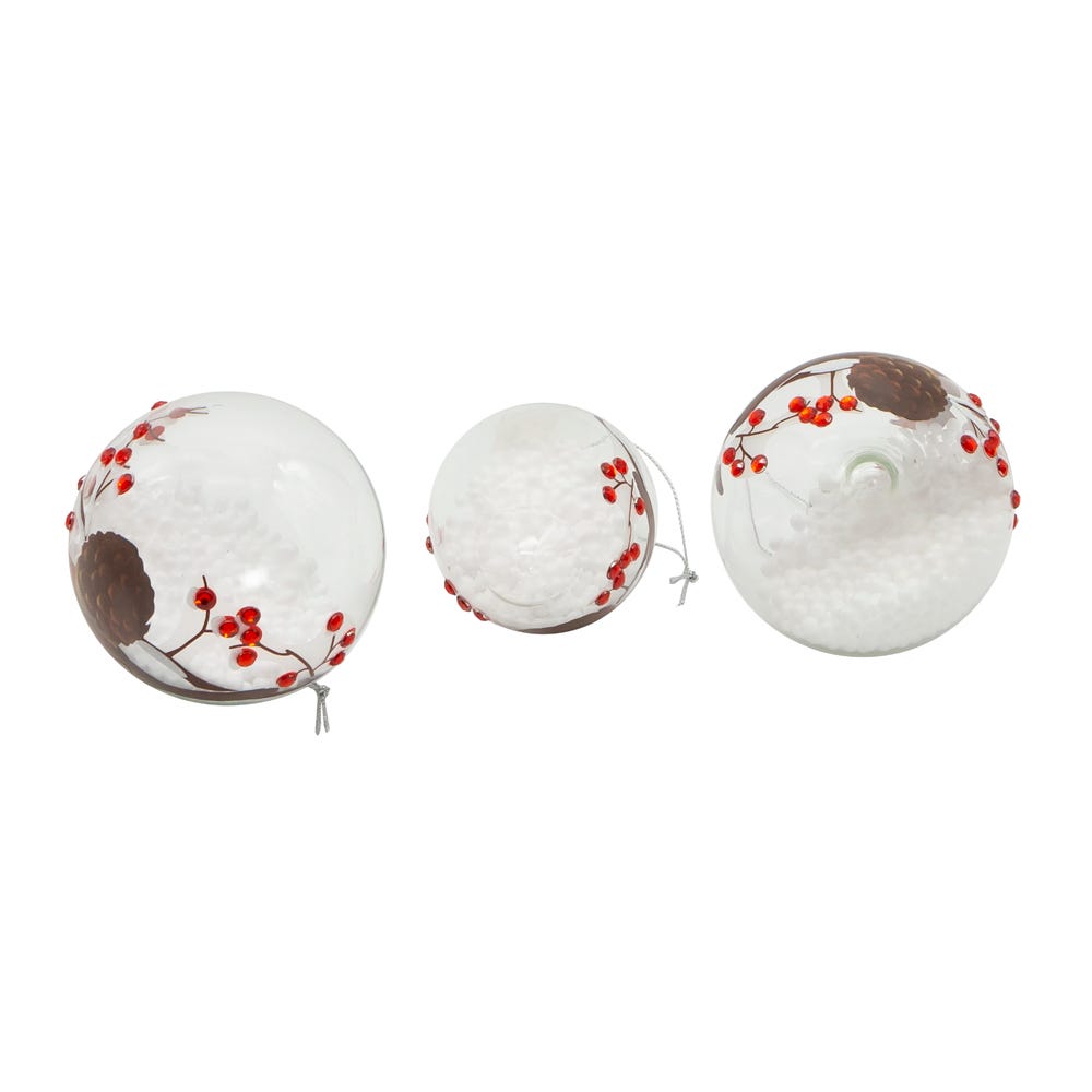 Kurt Adler 80MM Glass Transparent Cardinal Ball, Onion and Teardrop Shaped Ornaments, 3-Piece Set