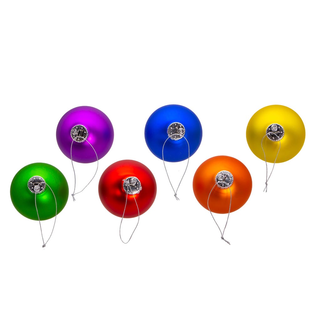 Kurt Adler 80MM Glass Matte Pride 6-Piece Ball Ornament Set