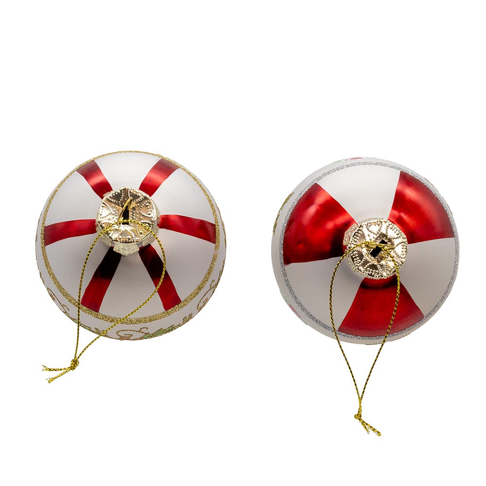 Kurt Adler 80mm Holly Leaves Glass Ball 6-Piece Ornament Set