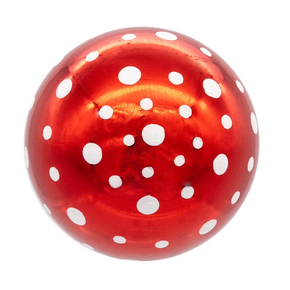 Kurt Adler 80MM Glass Red Polka Dot Ball 6-Piece Ornament Set