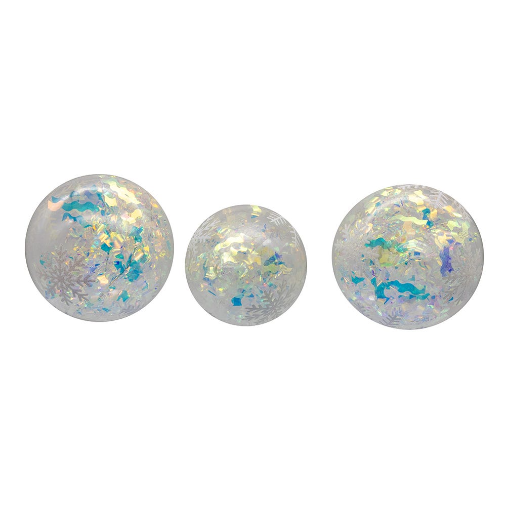 Kurt Adler 90MM Glass Iridescent Snowflake Ball, Finial, and Onion 3-Piece Ornament Set