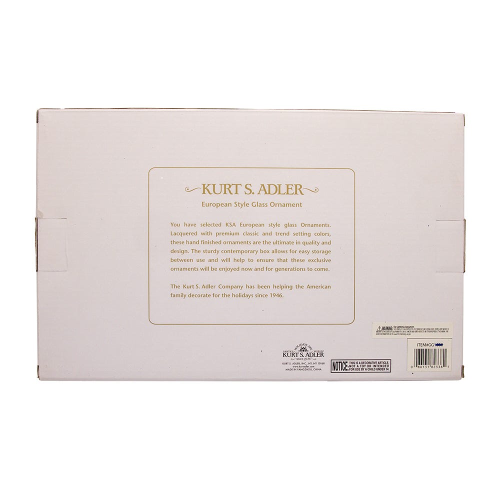 Kurt Adler 80MM Glass Silver and Gold Ball Ornaments, 6-Piece Set