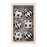 Kurt Adler 80MM Glass Black, White and Gold Checkered Ball Ornaments, 6-Piece Box