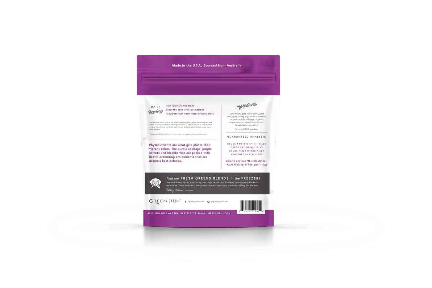 Green Juju Freeze Dried Goat Purple Whole Food Bites (7.5OZ) - HT Animal Supply