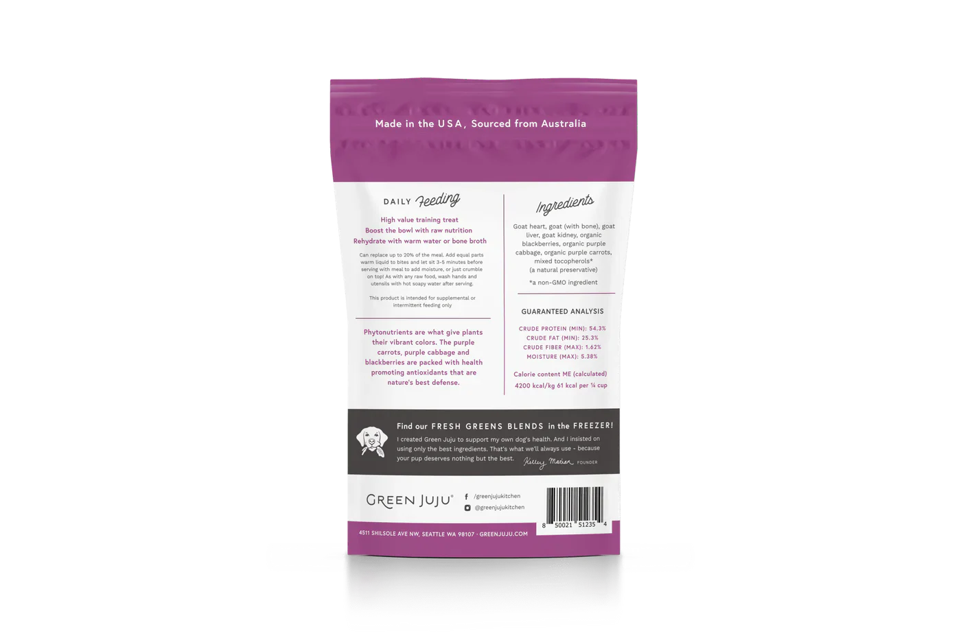 Green Juju Freeze Dried Goat Purple Whole Food Bites (3OZ) - HT Animal Supply
