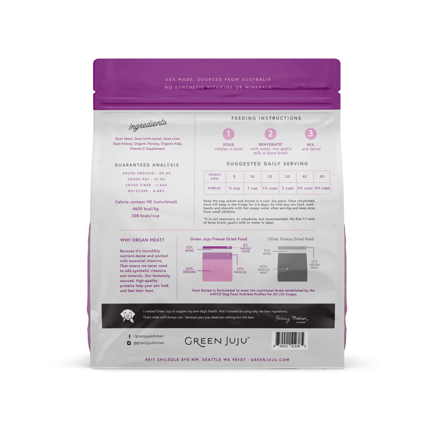 Green Juju Goat Recipe Freeze Dried Dog Food (14OZ)