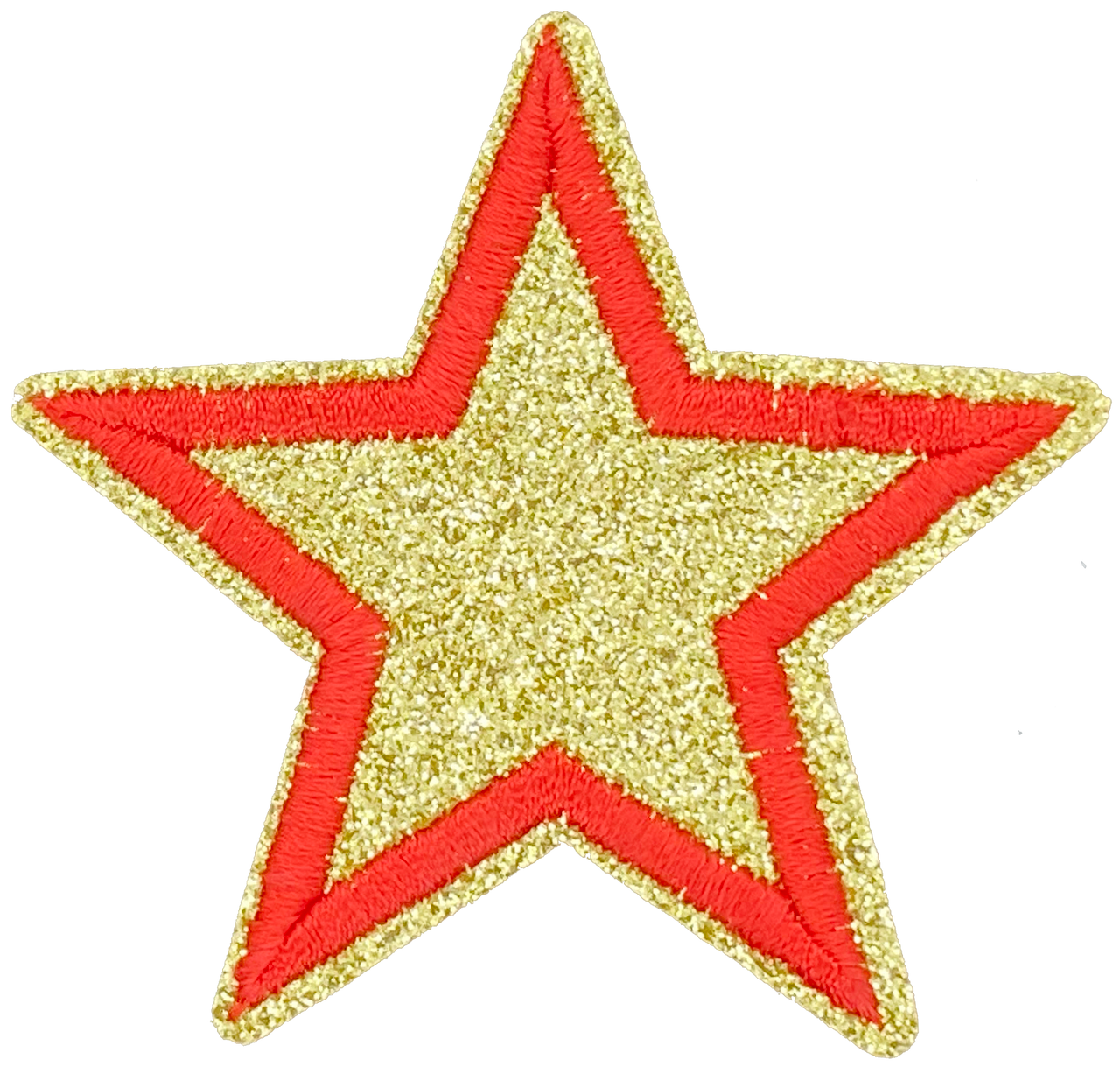 Gold Glitter Star Red Outline - Patch