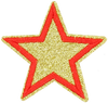 Gold Glitter Star Red Outline - Patch