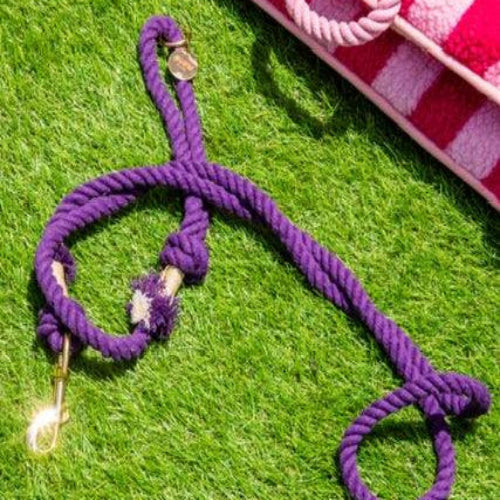 Glow Pups: Purple Boho Chic Cotton Rope Dog Leash
