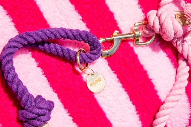 Glow Pups: Purple Boho Chic Cotton Rope Dog Leash