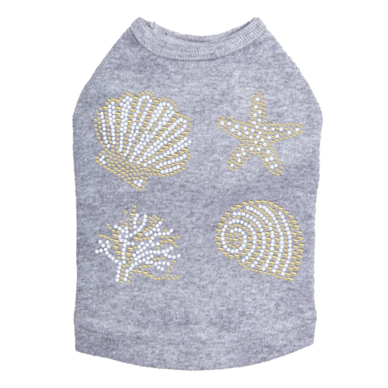 Gold & White Sea Shells - Dog Tank