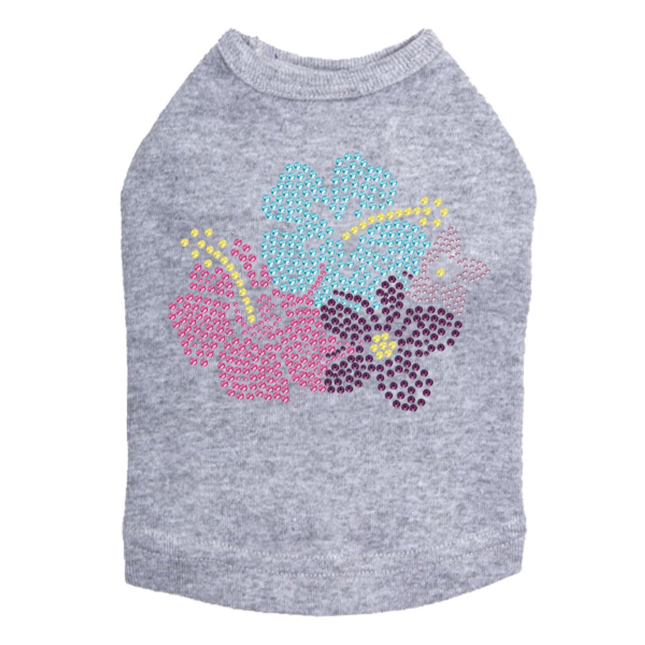 Pink, Blue & Purple Hibiscus - Dog Tank