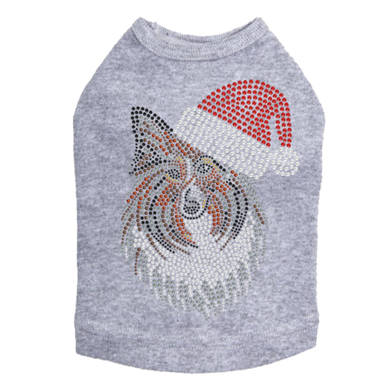 Sheltie Face with Santa Hat - Dog Tank
