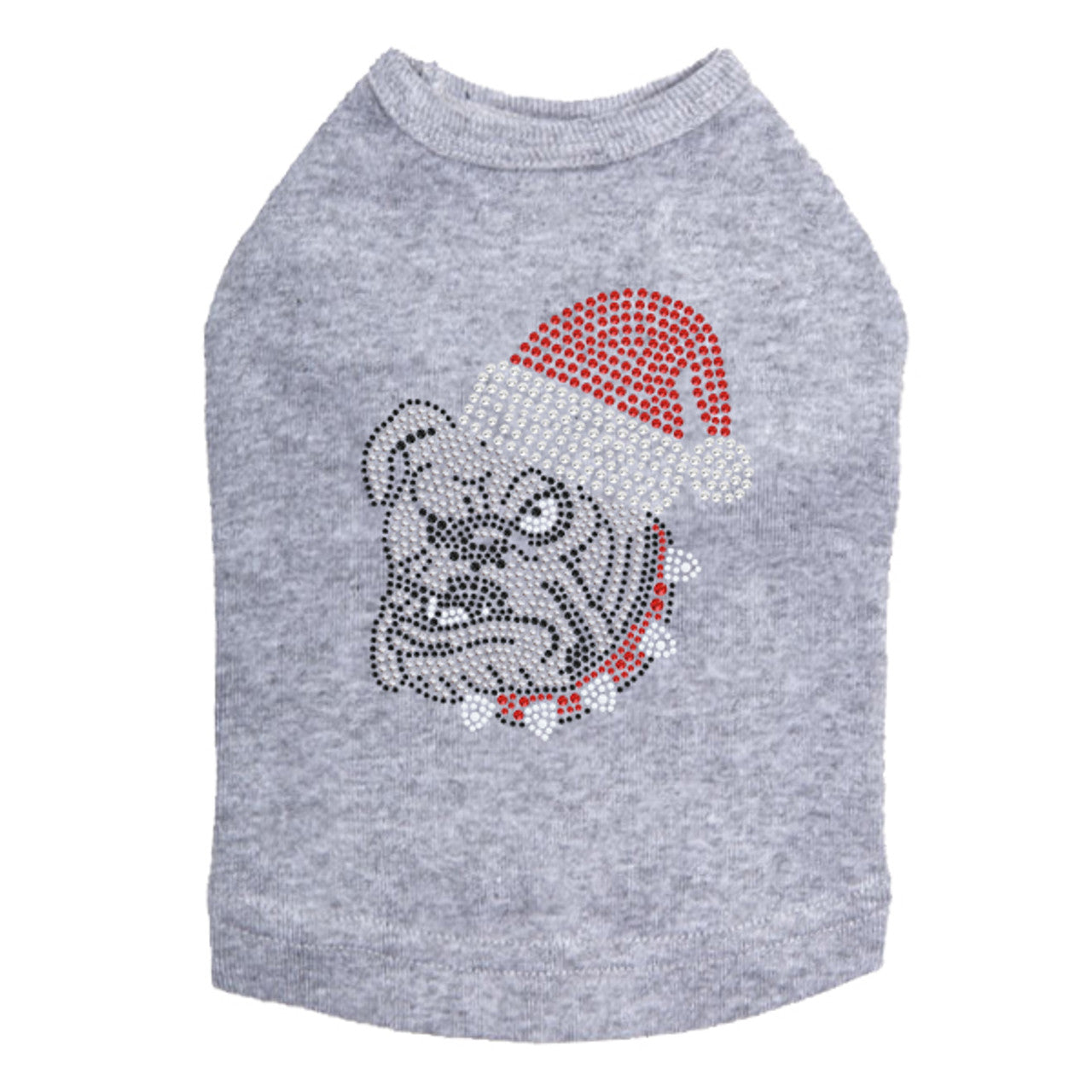 Bulldog Face (White) with Santa Hat - Dog Tank