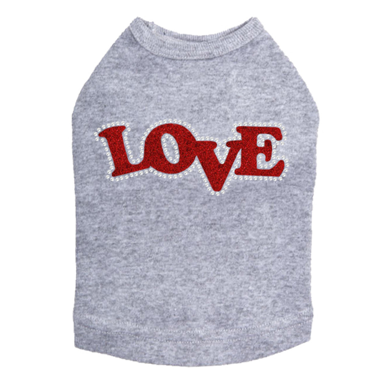 Love (Red Glitter) - Dog Tank