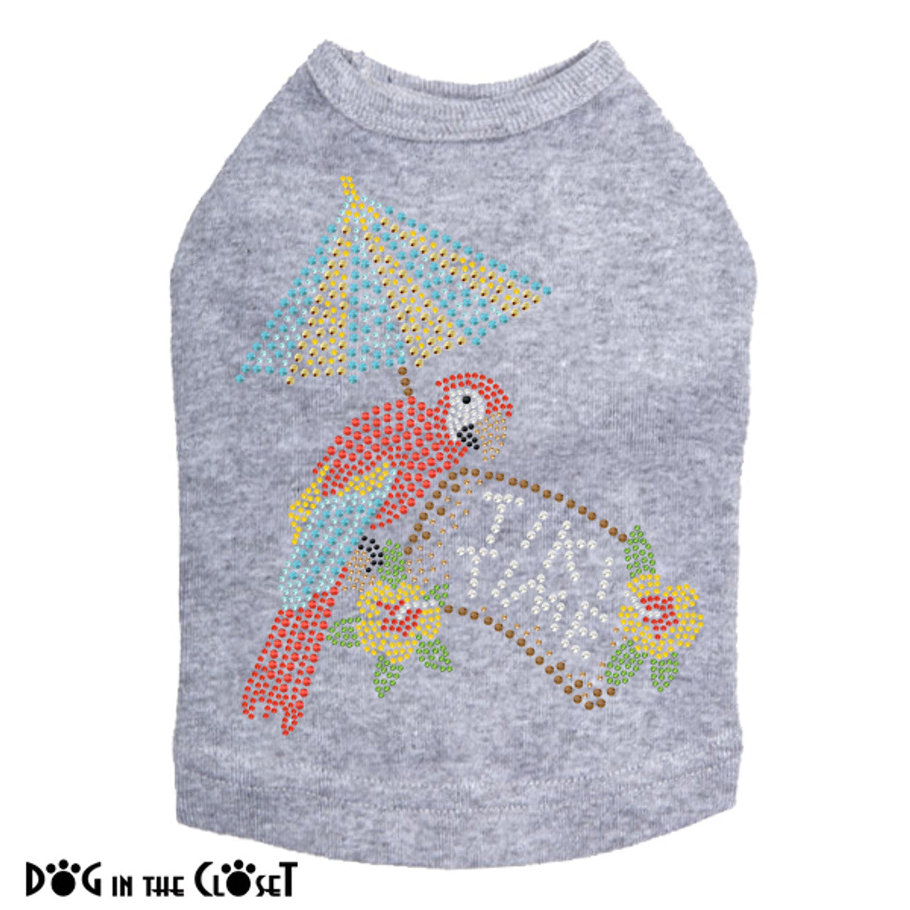 Tiki Time Parrot - Sleeveless Dog Tank