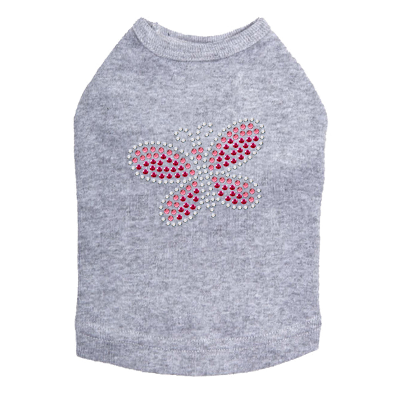Pink Rhinestone & Rhinestud Butterfly - Dog Tank