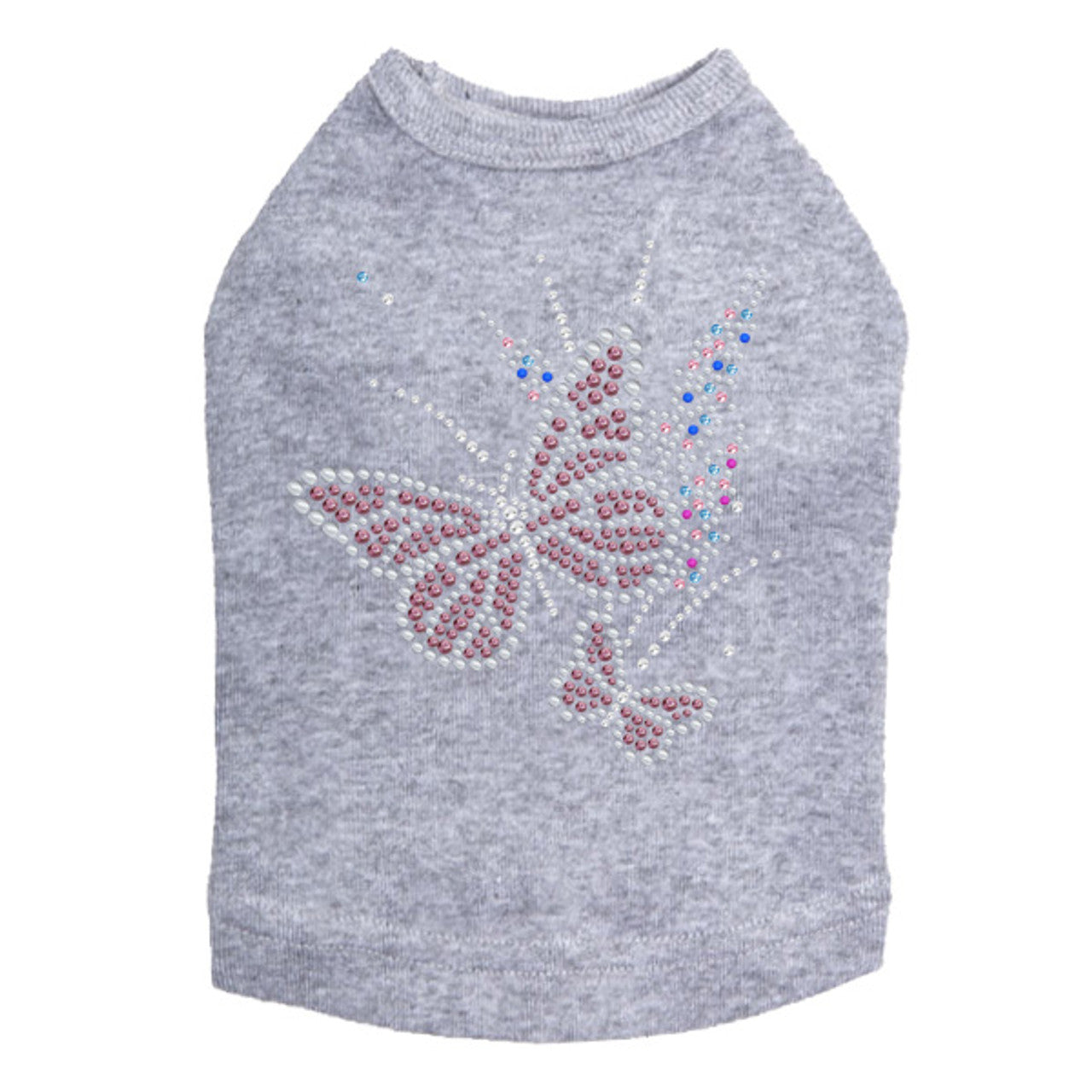 Pink Butterfly with Flowers - Dog Tank