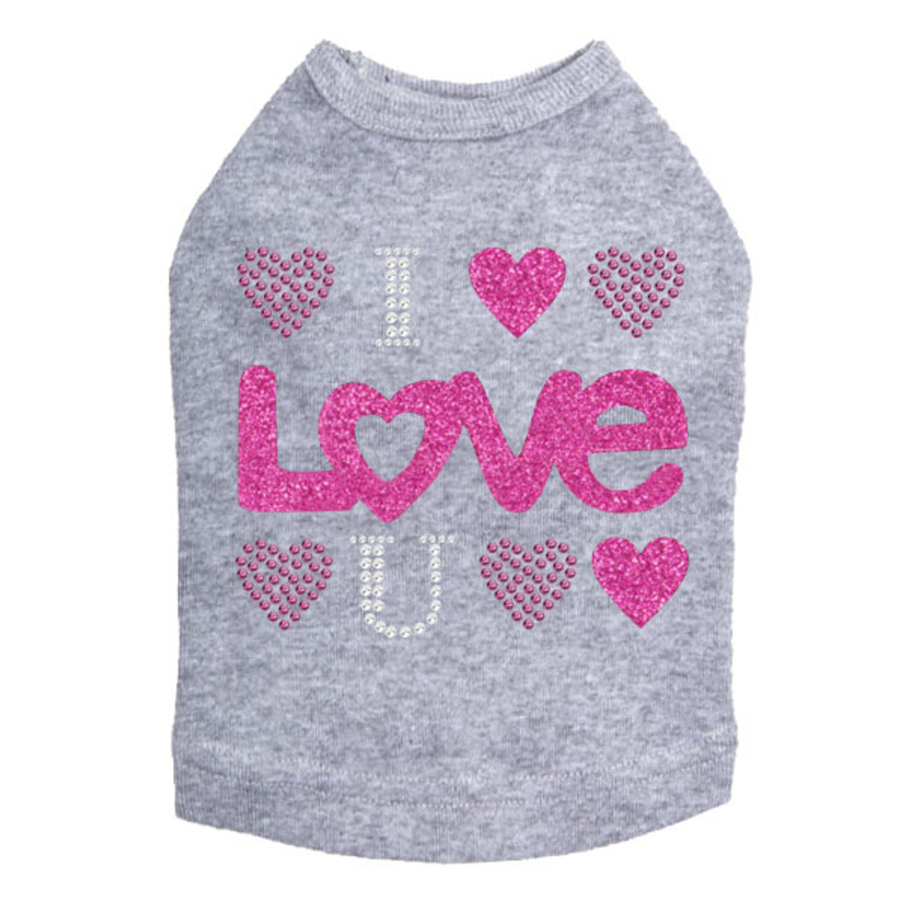 I Love You Pink Glitter - Dog Tank