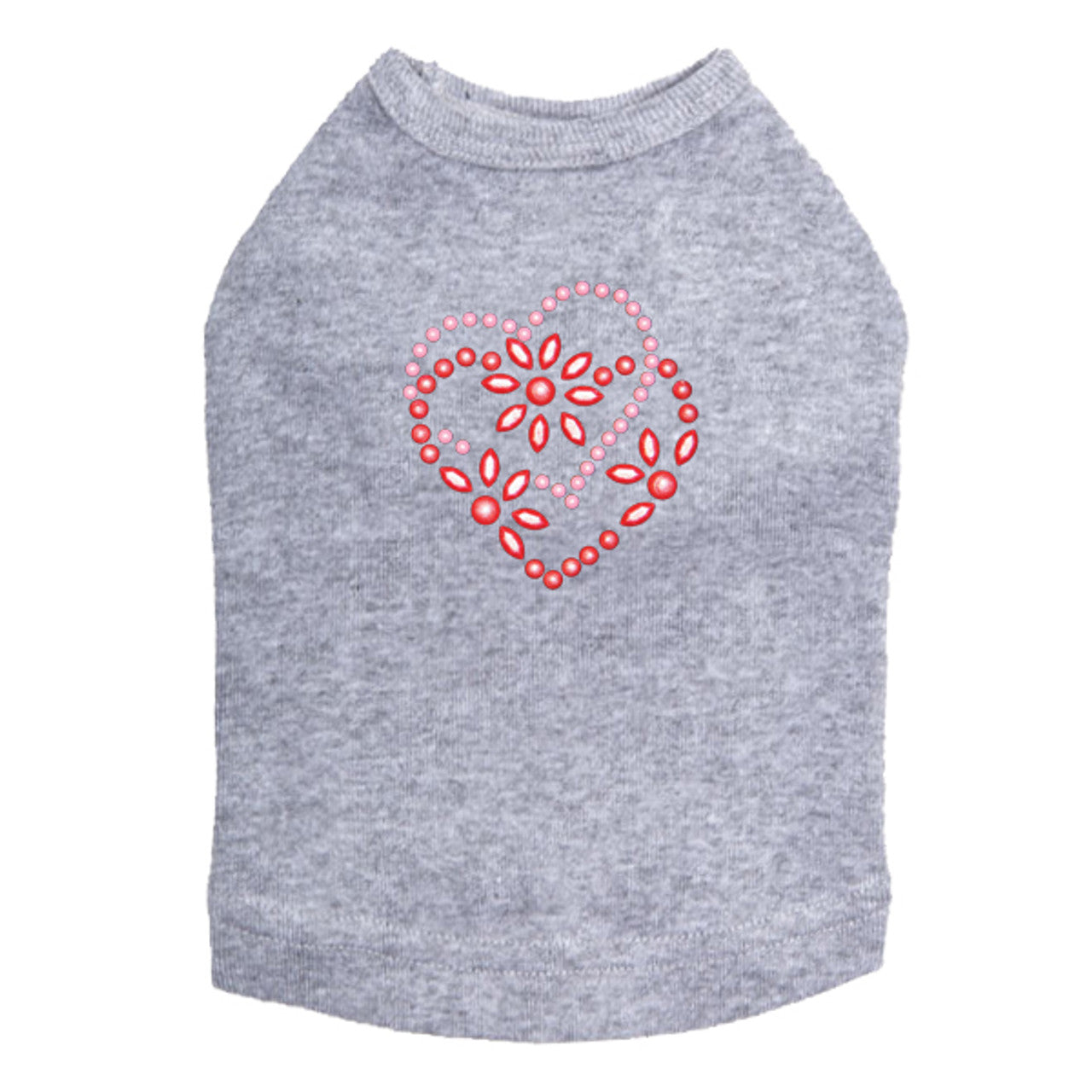 Pink & Red Flower Heart - Dog Tank