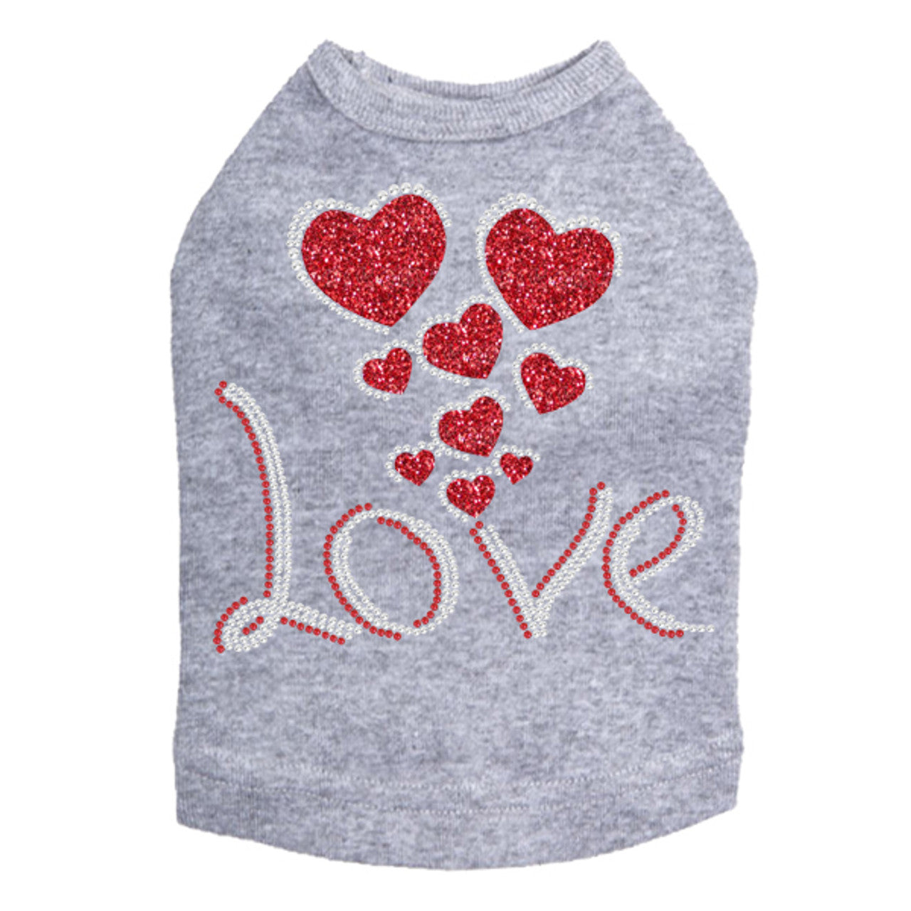 Love with Red Glitter Hearts - Dog Tank