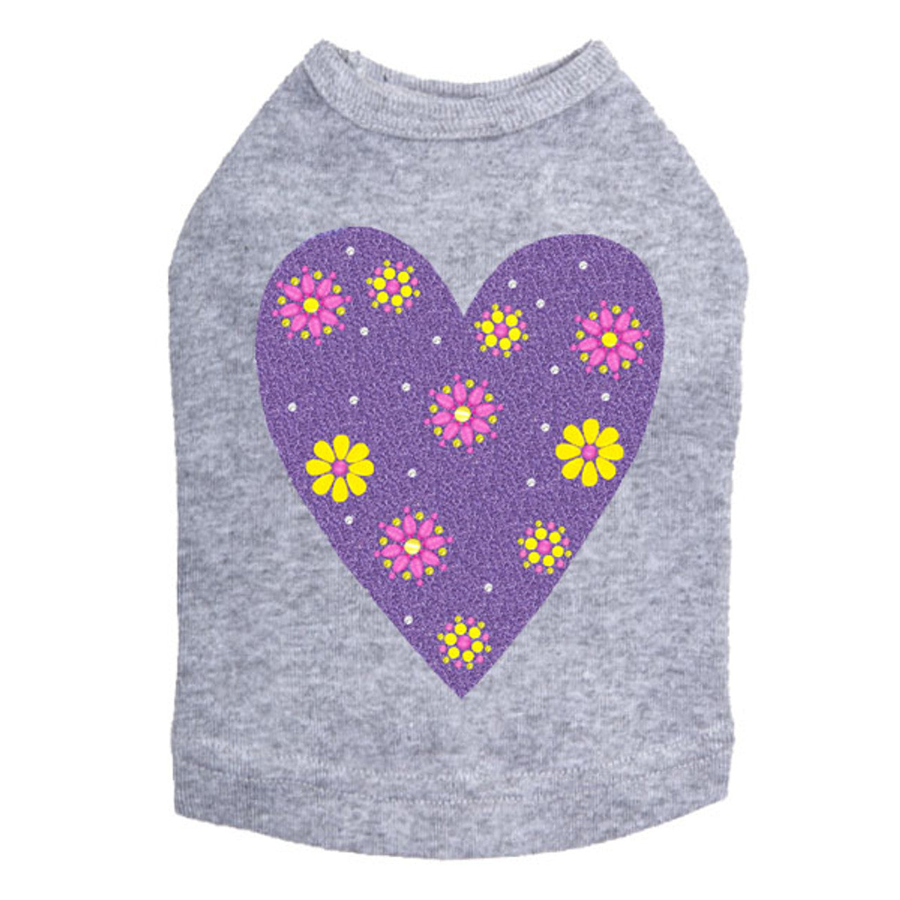 Purple Glitter Heart - Dog Tank