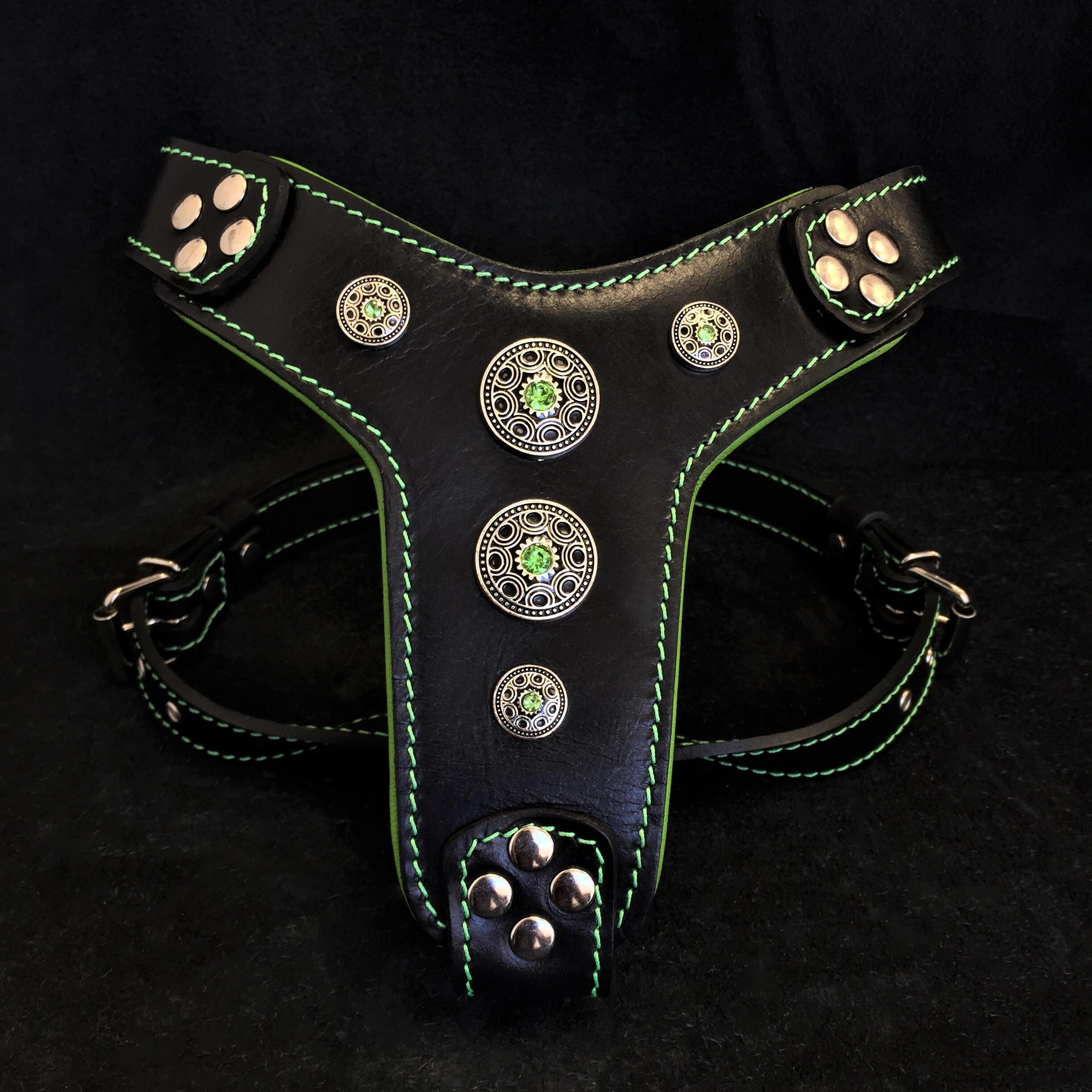 Bestia Dog Gear Genuine Leather Dog Harness - Black 