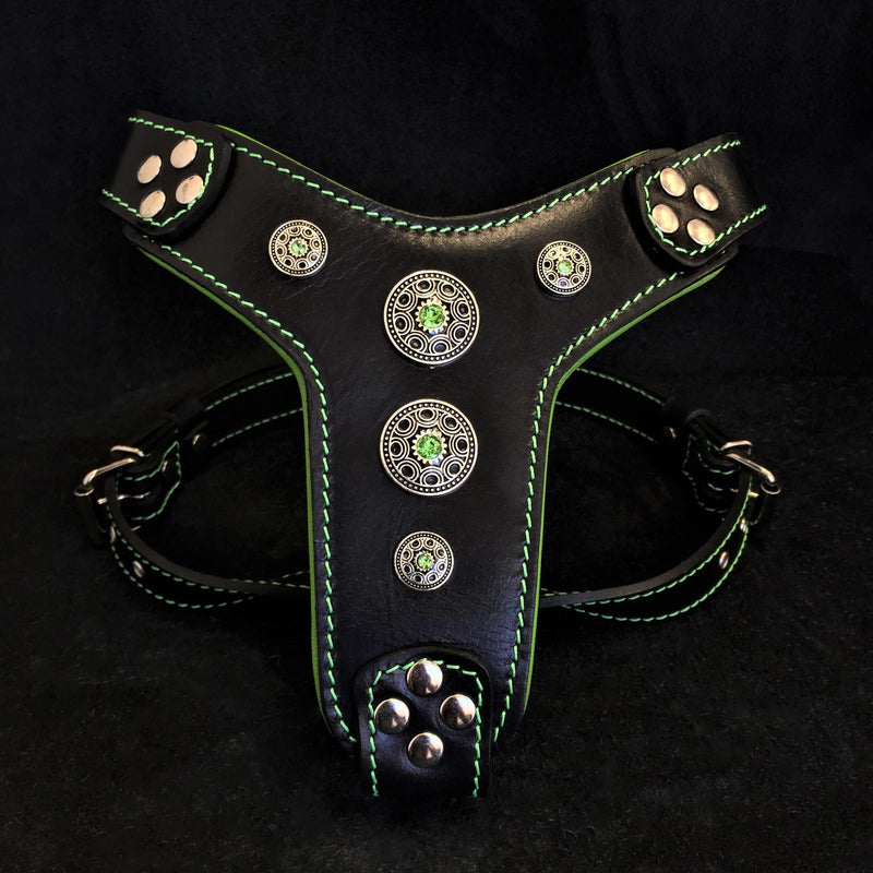 Bestia Dog Gear Genuine Leather Dog Harness - Black 