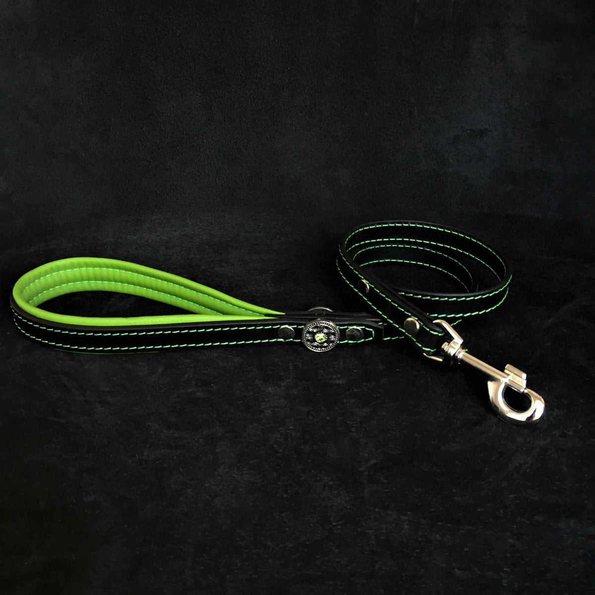Bestia Bijou Leather Green Dog Leash