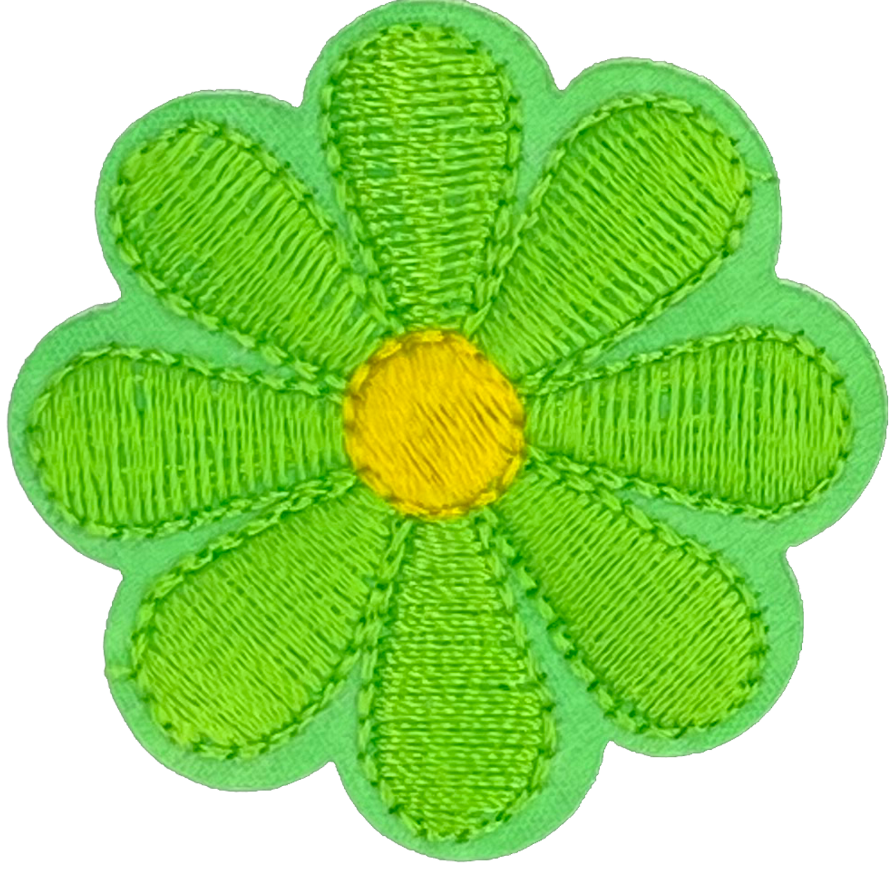 Green Daisy 8 Petal Flower - Patch