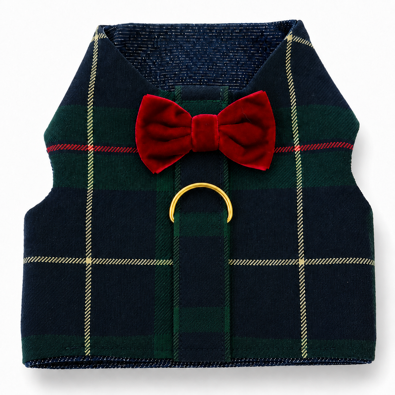 Heads or Tails Pup Green Plaid Dog Harness