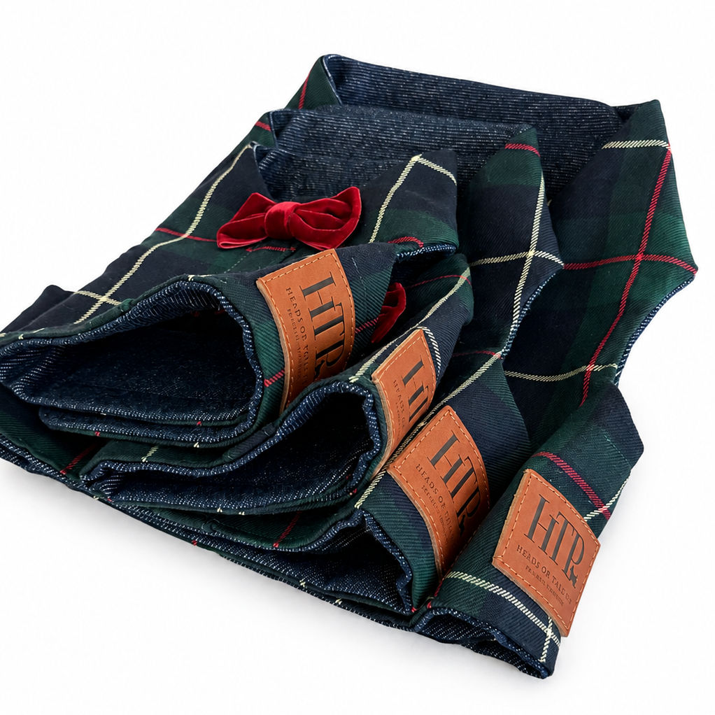 Heads or Tails Pup Green Plaid Dog Harness