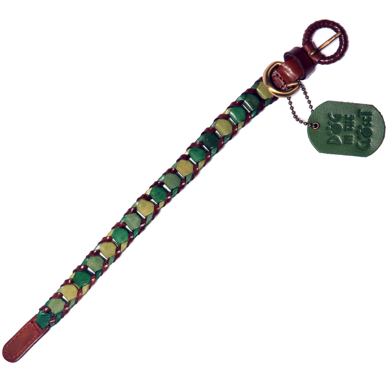 Shades of Green Leather Dog Collar