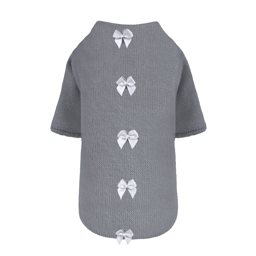 Hello Doggie Dainty Wool Satin Pewter Dog Sweater