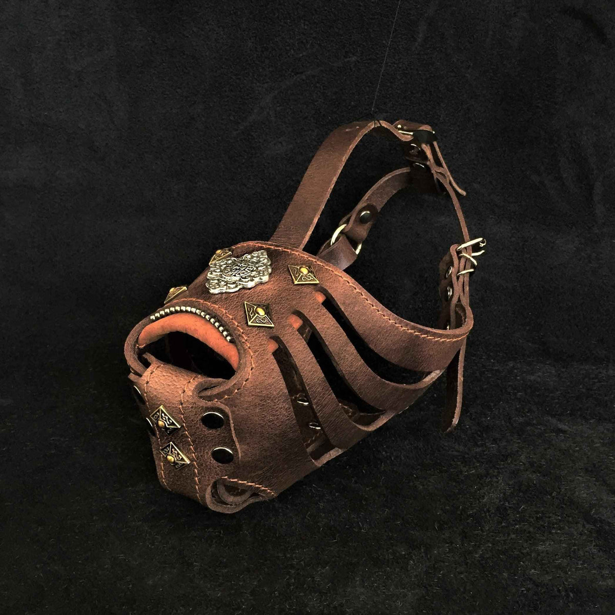 Bestia Aztec Basket Grey Leather Dog Muzzle