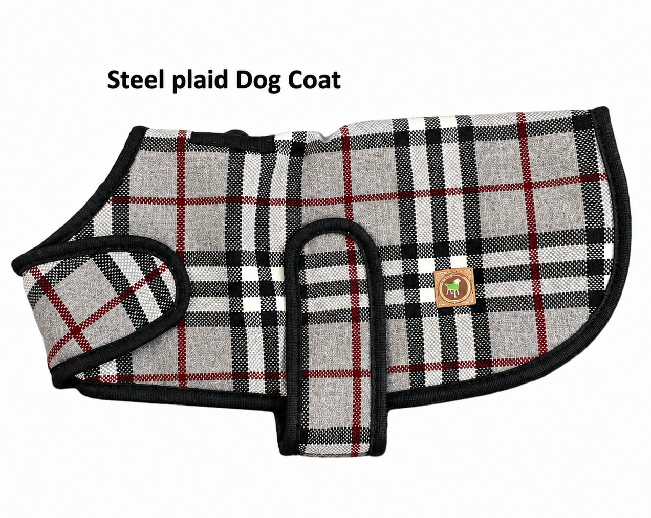 Chilly Dog Steel Tartan Plaid Fleece-Lined Wool Dog Blanket Coat