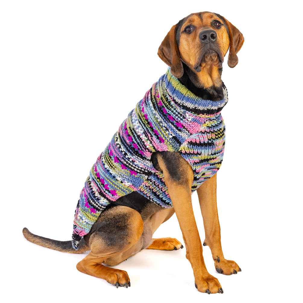 Chilly Dog Purple Woodstock Knit Wool Dog Sweater