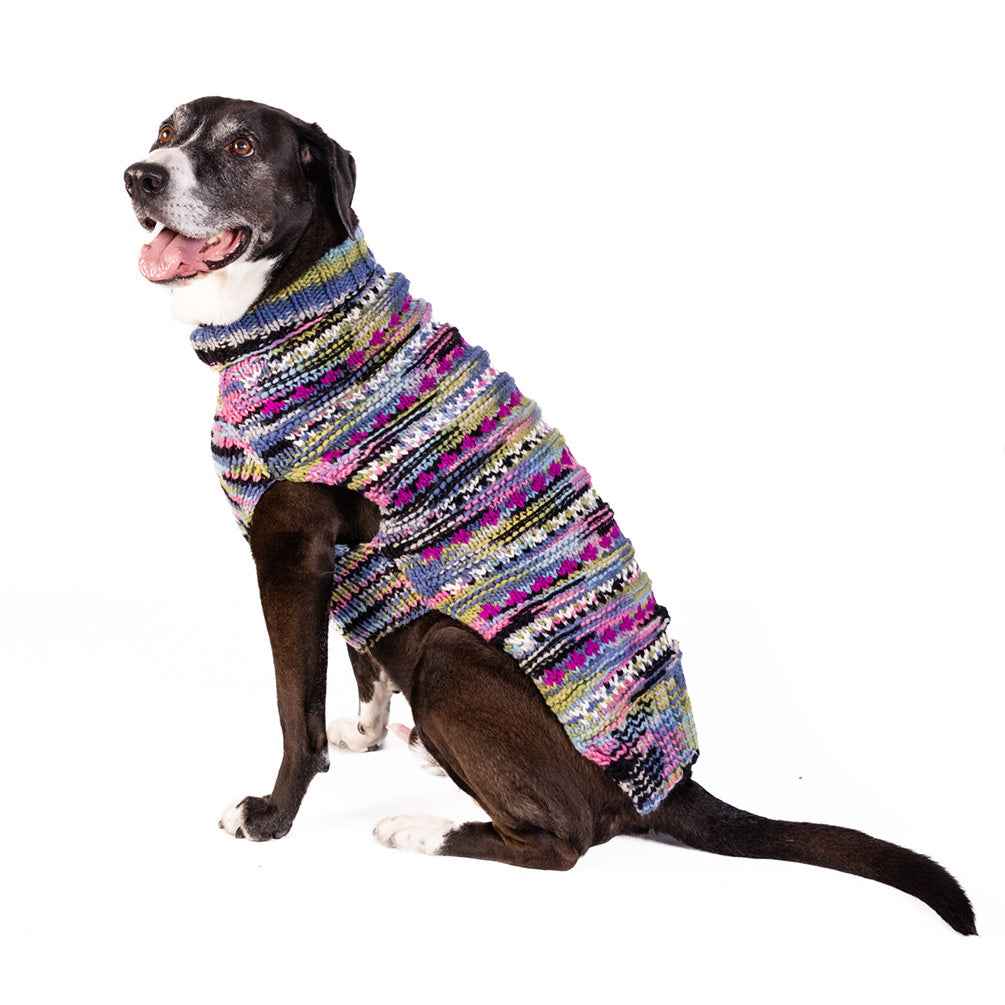 Chilly Dog Purple Woodstock Knit Wool Dog Sweater